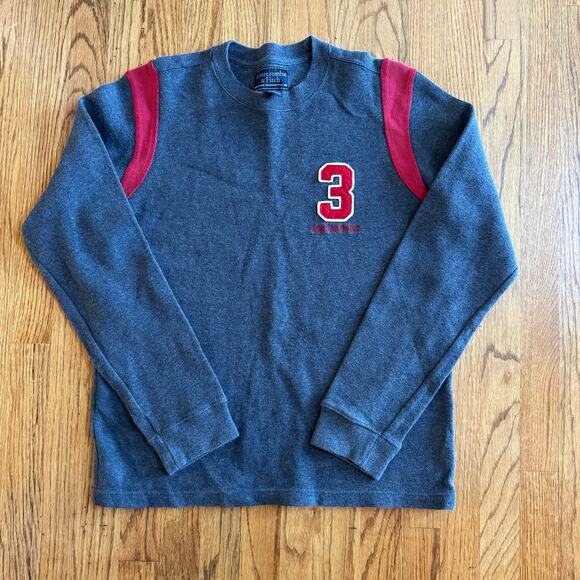 VTG Abercrombie & Fitch Men's L Grey Cotton Sweater Red Trim 3 Pullover Logo - Picture 1 of 9